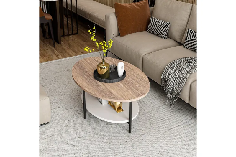 Burata Soffbord 90 cm - Ek/Vit - Products - Möbler - Bord & matgrupp - Soffbord