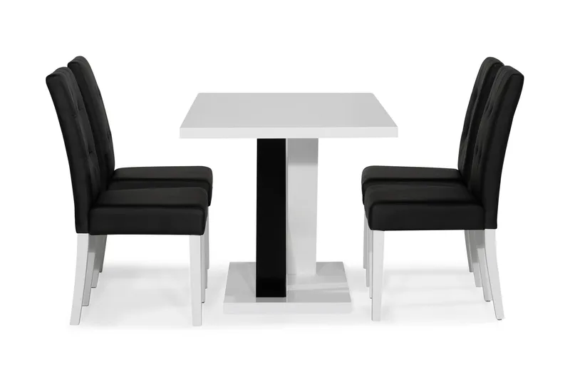 Cesi Matgrupp 140 cm med 4 Viktor Stol - Vit/Svart/Svart PU - Products - Möbler - Bord & matgrupp - Matgrupp