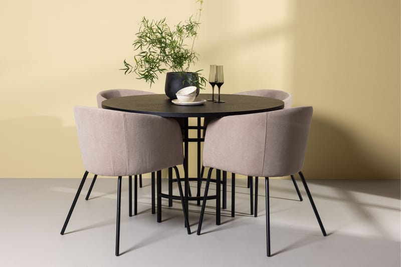 Copenhagen Matgrupp 115 cm Rund med 4 Berit stolar - Beige - Products - Möbler - Bord & matgrupp - Matgrupp