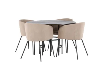 Copenhagen Matgrupp 115 cm Rund med 4 Berit stolar - Beige - Products - Möbler - Bord & matgrupp - Matgrupp