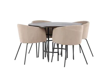 Copenhagen Matgrupp 115 cm Rund med 4 Berit stolar - Beige - Products - Möbler - Bord & matgrupp - Matgrupp