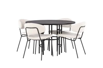 Copenhagen Matgrupp 115 cm Rund med 4 Chico Stolar - Svart - Products - Möbler - Bord & matgrupp - Matgrupp