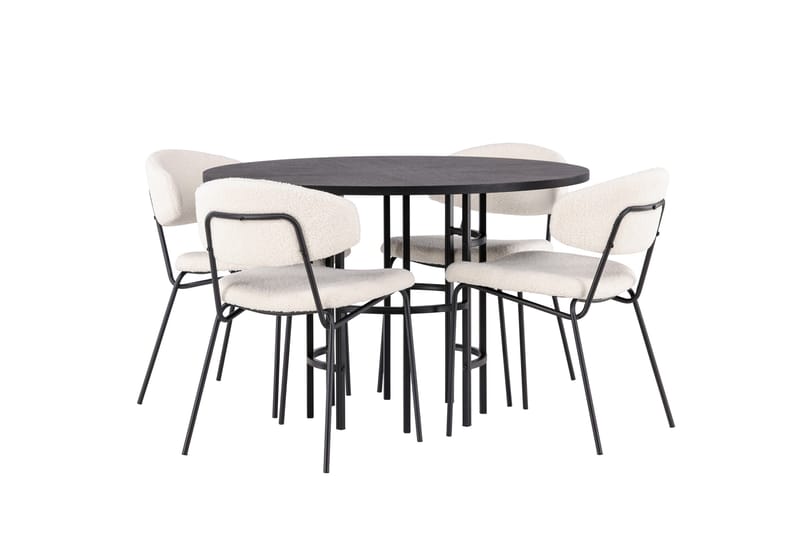 Copenhagen Matgrupp 115 cm Rund med 4 Chico Stolar - Svart - Products - Möbler - Bord & matgrupp - Matgrupp