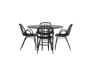 Copenhagen Matgrupp 115 cm Rund med 4 Dyrön stolar - Svart - Products - Möbler - Bord & matgrupp - Matgrupp