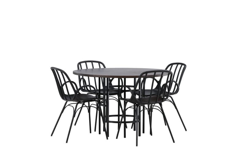 Copenhagen Matgrupp 115 cm Rund med 4 Dyrön stolar - Svart - Products - Möbler - Bord & matgrupp - Matgrupp