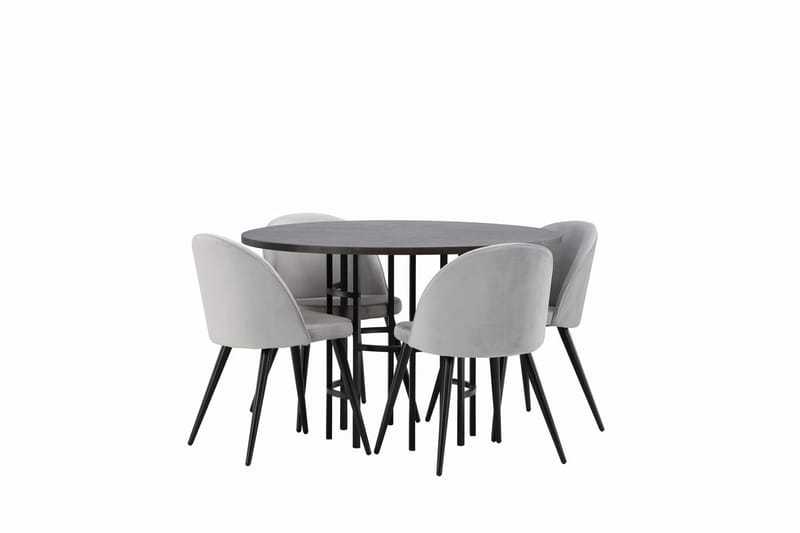 Copenhagen Matgrupp 115 cm Rund med 4 Velvet stolar - Grå - Products - Möbler - Bord & matgrupp - Matgrupp