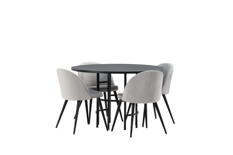 Copenhagen Matgrupp 115 cm Rund med 4 Velvet stolar - Svart - Products - Möbler - Bord & matgrupp - Matgrupp