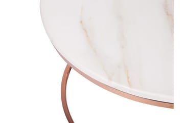 Coralla Soffbord 70 cm Runt Marmormönster - Vit/Koppar - Products - Möbler - Bord & matgrupp - Soffbord