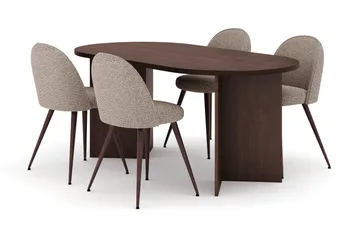 Dano Matbord 180 cm  med 4 Nibe Plus Matstolar - Valnöt / Greige - Products - Möbler - Bord & matgrupp - Matgrupp