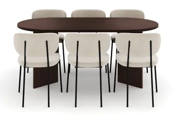 Dano Matbord 180 cm  med 6 Gemmiano Matstolar - Valnöt / Vit Bouclé - Products - Möbler - Bord & matgrupp - Matgrupp