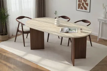 Dano Matbord 180 cm Oval - Travertin och valnöt - Products - Möbler - Bord & matgrupp - Matbord & köksbord