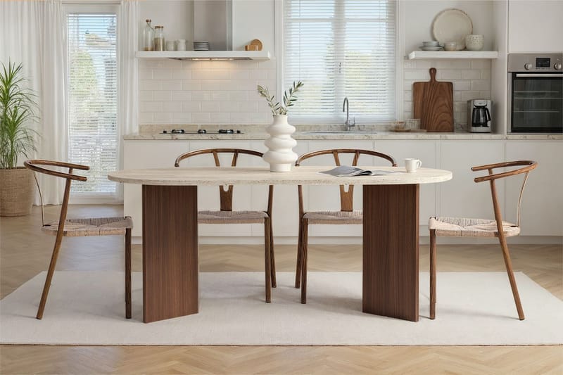 Dano Matbord 180 cm Oval - Travertin och valnöt - Products - Möbler - Bord & matgrupp - Matbord & köksbord