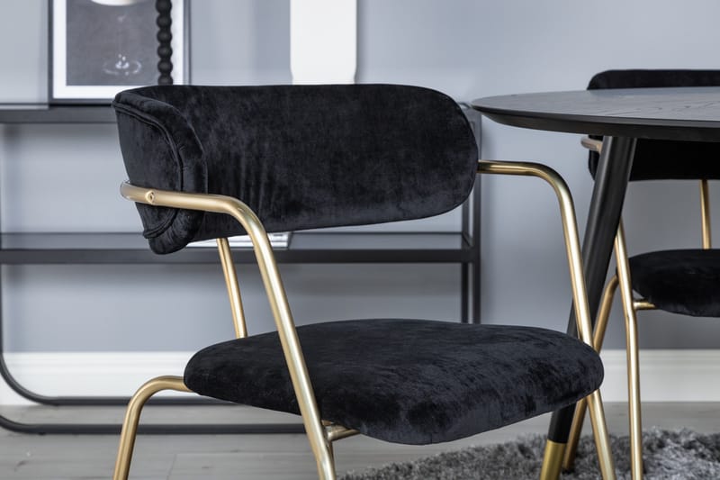 Dipp Matgrupp 115 cm Rund med 4 Arrow stolar - Svart/Guld - Products - Möbler - Bord & matgrupp - Matgrupp