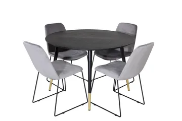 Dipp Matgrupp 115 cm Rund med 4 Muce stolar - Svart/Guld - Products - Möbler - Bord & matgrupp - Matgrupp