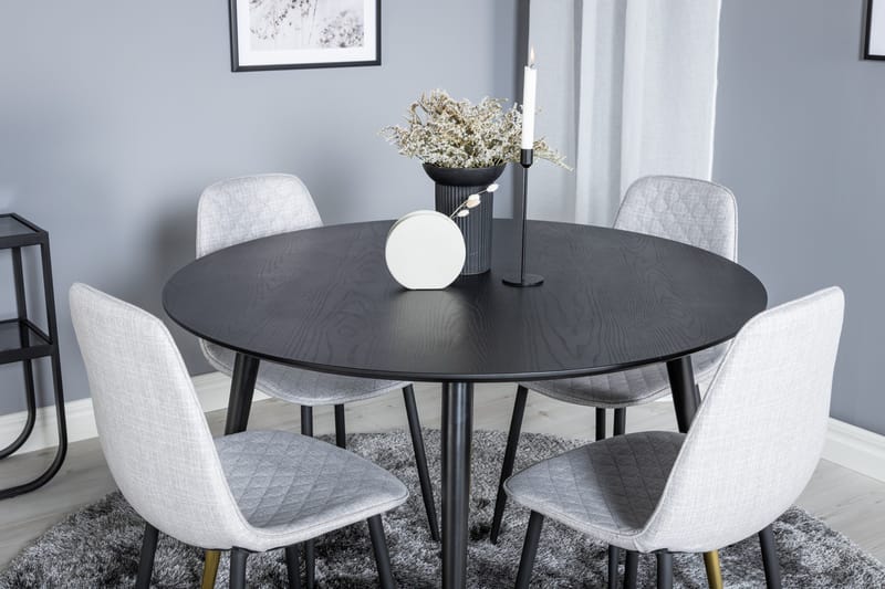 Dipp Matgrupp 115 cm Rund med 4 Polar stolar - Svart/Guld - Products - Möbler - Bord & matgrupp - Matgrupp