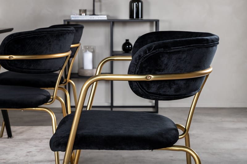 Dipp Matgrupp 180 cm Rektangulär med 6 Arrow stolar - Svart/Guld - Products - Möbler - Bord & matgrupp - Matgrupp