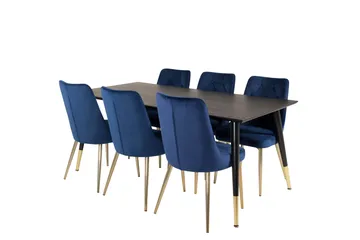 Dipp Matgrupp 180 cm Rektangulär med 6 Velvet Deluxe stolar - Svart - Products - Möbler - Bord & matgrupp - Matgrupp