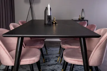 Dipp Matgrupp 180 cm Rektangulär med 6 Velvet stolar - Svart/Guld - Products - Möbler - Bord & matgrupp - Matgrupp