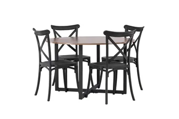 Durango Matgrupp 120 cm Rund med 4 Crosett Stolar - Valnöt - Products - Möbler - Bord & matgrupp - Matgrupp