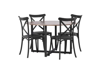 Durango Matgrupp 120 cm Rund med 4 Crosett Stolar - Valnöt - Products - Möbler - Bord & matgrupp - Matgrupp