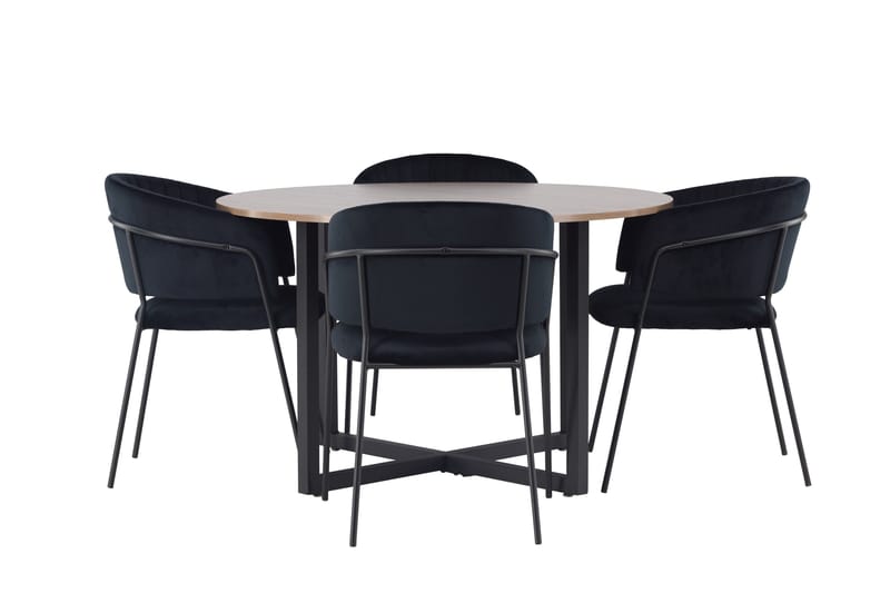 Durango Matgrupp 120 cm Rund med 4 Selma Stolar, Valnöt