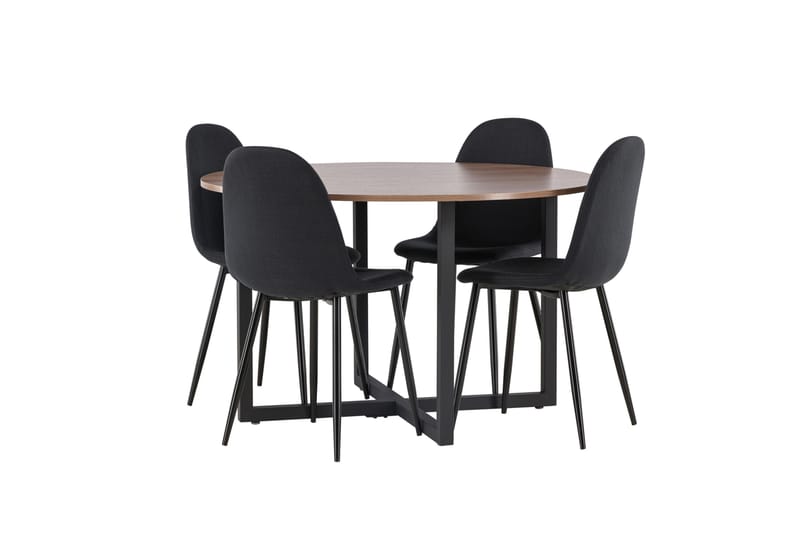 Durango Matgrupp 120 cm Rund med 4 Polar Stolar - Valnöt - Products - Möbler - Bord & matgrupp - Matgrupp