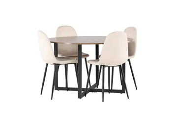 Durango Matgrupp 120 cm Rund med 4 Polar Stolar - Valnöt - Products - Möbler - Bord & matgrupp - Matgrupp
