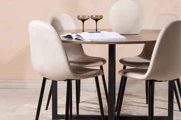 Durango Matgrupp 120 cm Rund med 4 Polar Stolar - Valnöt - Products - Möbler - Bord & matgrupp - Matgrupp