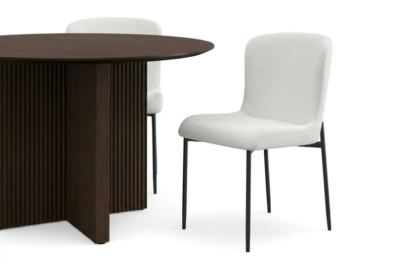 Edda Matgrupp runt 110 cm Rökt Ek med 4 Elsie Matstolar - Rökt ek/Vit - Products - Möbler - Bord & matgrupp - Matgrupp