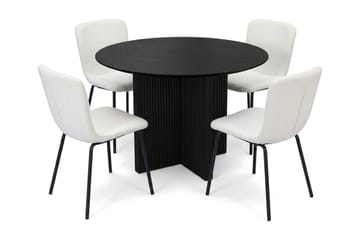Edda Matgrupp runt 110 cm Svart med 4 Katy Matstolar - Svart - Products - Möbler - Bord & matgrupp - Matgrupp