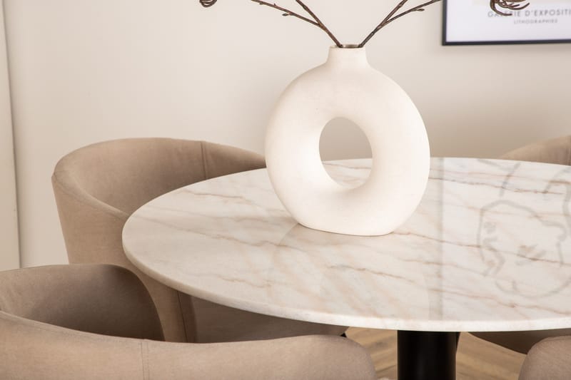 Estelle Matgrupp 106 cm Rund med 4 Berit stolar - Beige - Products - Möbler - Bord & matgrupp - Matgrupp