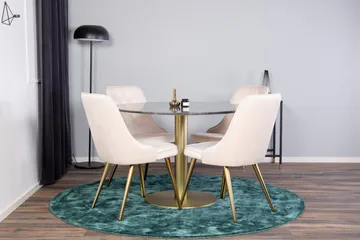 Estelle Matgrupp 106 cm Rund med 4 Velvet stolar - Beige - Products - Möbler - Bord & matgrupp - Matgrupp