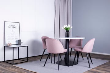 Estelle Matgrupp 106 cm Rund med 4 Velvet stolar - Svart - Products - Möbler - Bord & matgrupp - Matgrupp