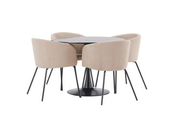 Glade Matgrupp 100 cm Rund med 4 Berit stolar - Beige - Products - Möbler - Bord & matgrupp - Matgrupp