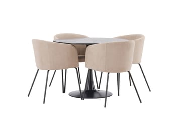 Glade Matgrupp 100 cm Rund med 4 Berit stolar - Beige - Products - Möbler - Bord & matgrupp - Matgrupp