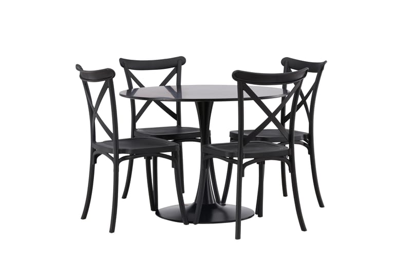 Glade Matgrupp 100 cm Rund med 4 Crosett stolar - Svart - Products - Möbler - Bord & matgrupp - Matgrupp