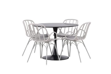 Glade Matgrupp 100 cm Rund med 4 Dyrön stolar - Svart - Products - Möbler - Bord & matgrupp - Matgrupp