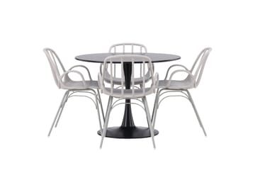 Glade Matgrupp 100 cm Rund med 4 Dyrön stolar - Svart - Products - Möbler - Bord & matgrupp - Matgrupp