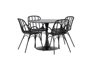 Glade Matgrupp 100 cm Rund med 4 Dyrön stolar - Svart - Products - Möbler - Bord & matgrupp - Matgrupp