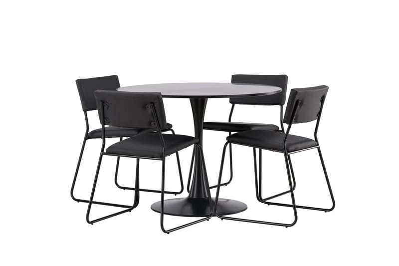 Glade Matgrupp 100 cm Rund med 4 Kenth Stolar - Svart - Products - Möbler - Bord & matgrupp - Matgrupp