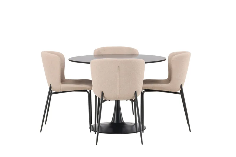 Glade Matgrupp 100 cm Rund med 4 Modesto stolar, Beige