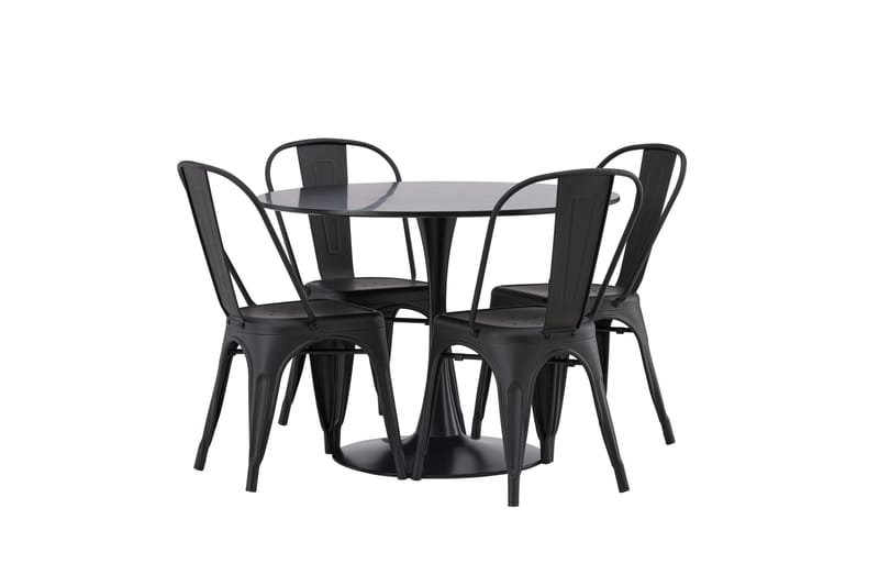 Glade Matgrupp 100 cm Rund med 4 Tempe Stolar - Svart - Products - Möbler - Bord & matgrupp - Matgrupp