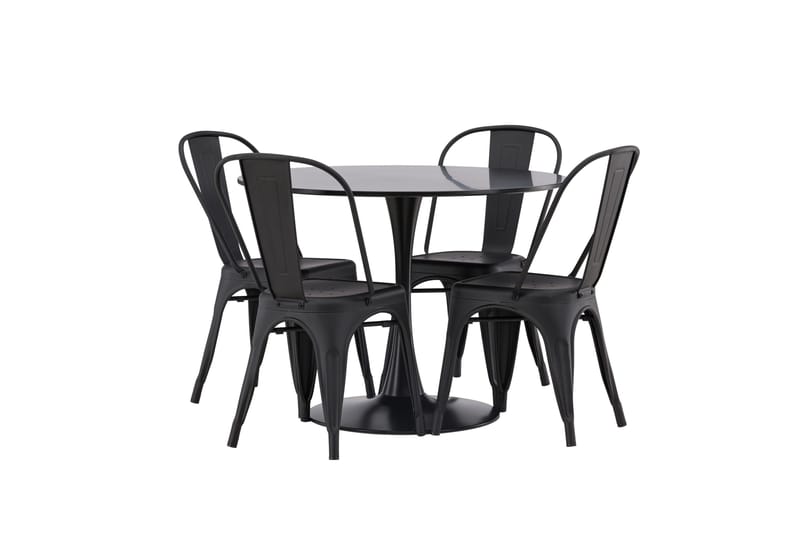 Glade Matgrupp 100 cm Rund med 4 Tempe Stolar - Svart - Products - Möbler - Bord & matgrupp - Matgrupp