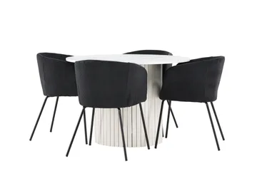 Härön Matgrupp 110 cm Rund med 4 Berit stolar - Vit/Svart - Products - Möbler - Bord & matgrupp - Matgrupp