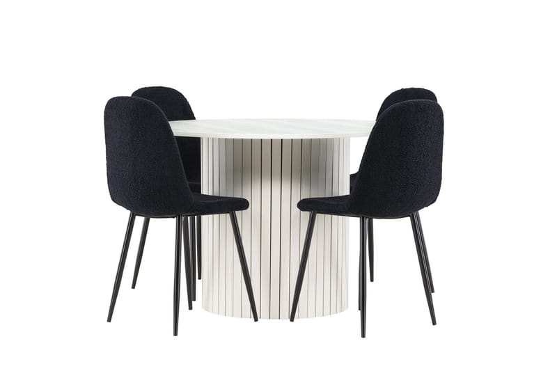 Härön Matgrupp 110 cm Rund med 4 Polar stolar - Vit/Svart - Products - Möbler - Bord & matgrupp - Matgrupp