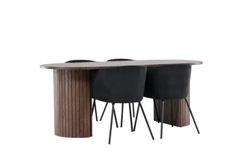 Härön Matgrupp 200 cm Oval med 4 Berit stolar - Mocca/Svart - Products - Möbler - Bord & matgrupp - Matgrupp