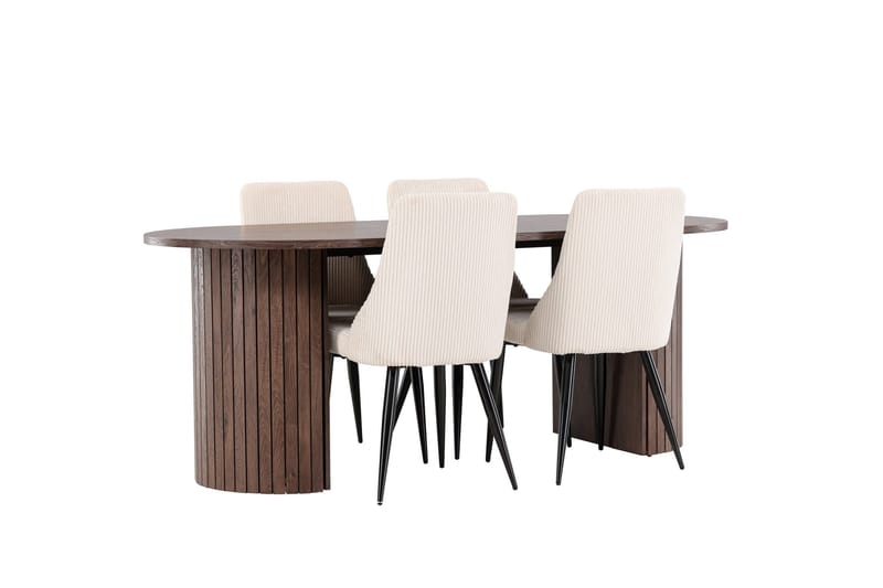 Härön Matgrupp 200 cm Oval med 4 Leone stolar - Mocca/Beige - Products - Möbler - Bord & matgrupp - Matgrupp