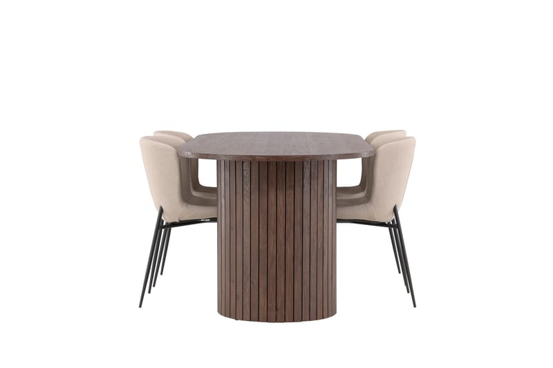 Härön Matgrupp 200 cm Oval med 4 Modesto stolar - Mocca/Beige - Products - Möbler - Bord & matgrupp - Matgrupp