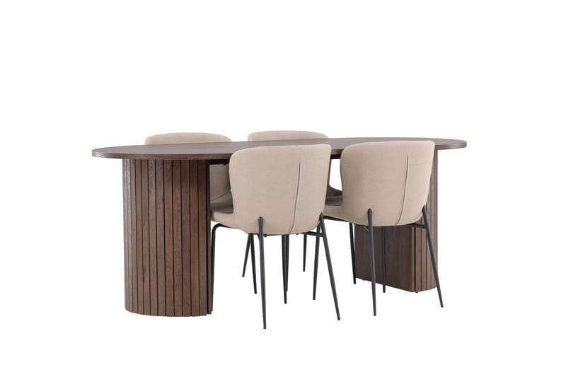 Härön Matgrupp 200 cm Oval med 4 Modesto stolar - Mocca/Beige - Products - Möbler - Bord & matgrupp - Matgrupp