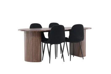 Härön Matgrupp 200 cm Oval med 4 Polar stolar - Mocca/Svart - Products - Möbler - Bord & matgrupp - Matgrupp